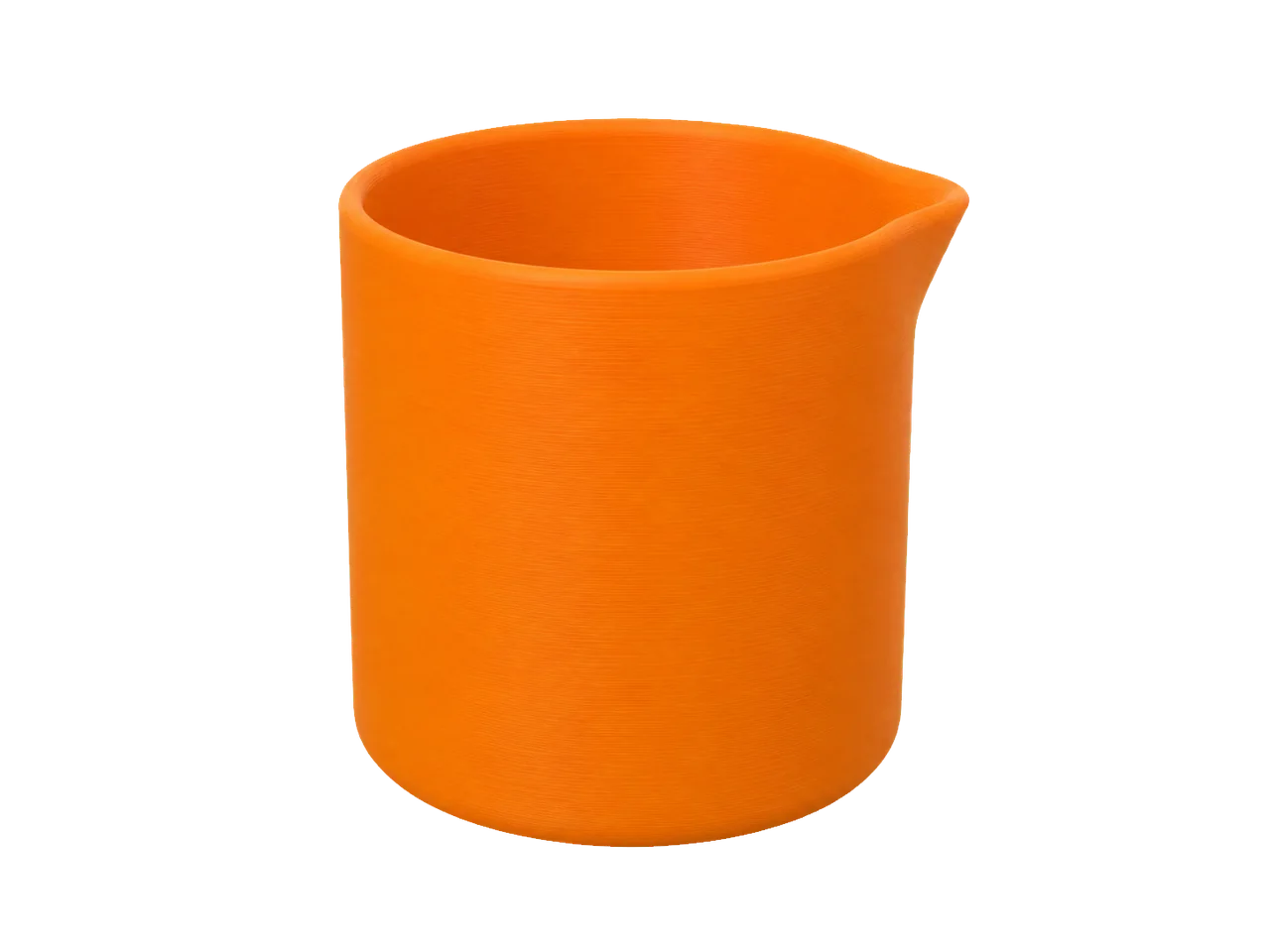 Orange pouring cup with a small spout